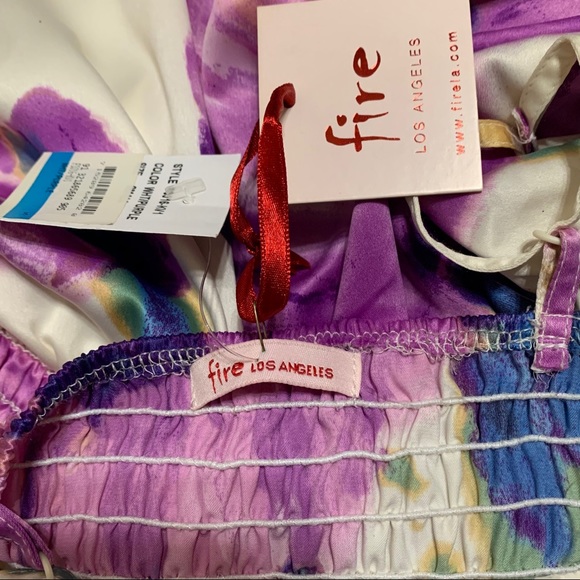 FireLA White Floral Bubble Skirt Mini Dress w/ Bow - Picture 12 of 13